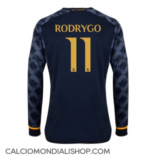 Maglie da calcio Real Madrid Rodrygo Goes #11 Seconda Maglia 2023-24 Manica Lunga